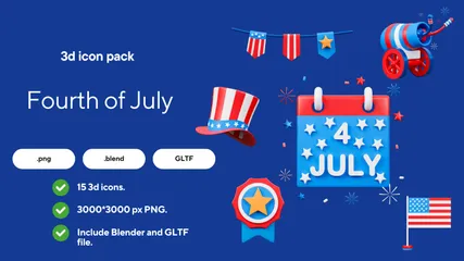 Fourth Of July 3D Icon Pack