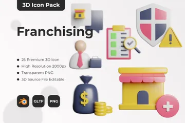 Franchising 3D Icon Pack
