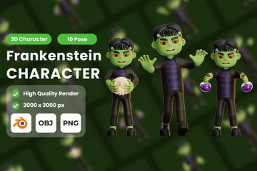 Frankenstein Halloween Pack 3D Illustration