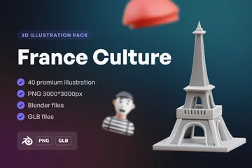 Frankreich Kultur 3D Icon Pack