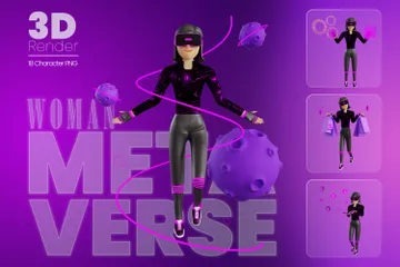 Frauen Metaverse 3D Illustration Pack