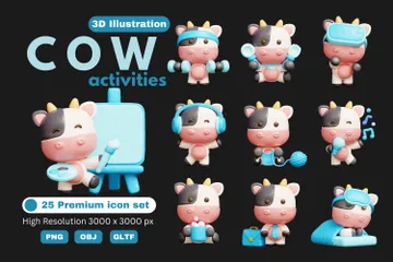 Free Actividades de las vacas Paquete de Illustration 3D