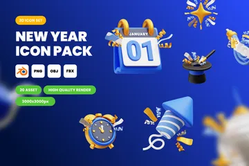 Free Año Nuevo Paquete de Icon 3D