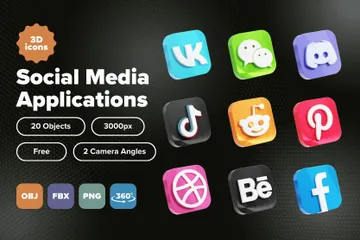 Free Applications de médias sociaux Pack 3D Icon