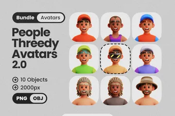 Free Avatares de personas felices Paquete de Icon 3D