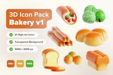 Free Bäckerei V1 3D Icon Pack