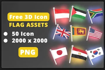 Free Bandeira Pacote de Icon 3D