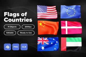 Free Banderas de países Paquete de Icon 3D