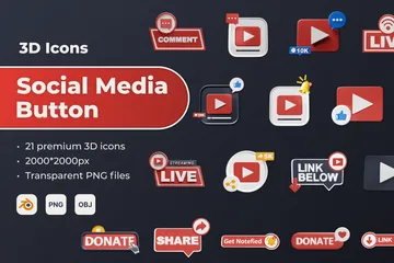 Free Botones de redes sociales Paquete de Icon 3D