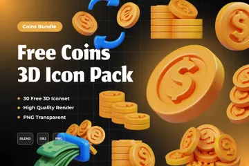 Free Coins 3D Icon Pack