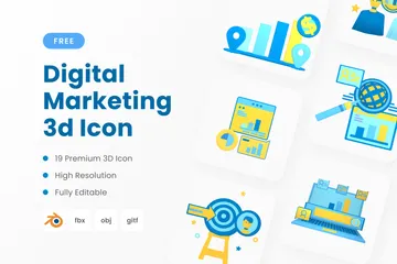 Free Digitales Marketing 3D Icon Pack