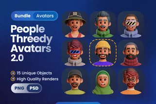 Free Dynamic Avatar II 3D Illustration pack from People 3D Illustrations