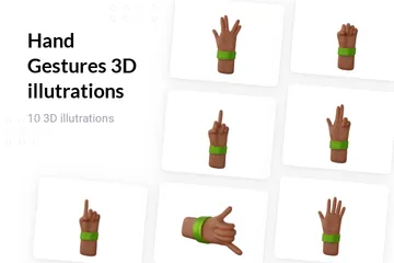 Free Gestes de la main - Moyen foncé Pack 3D Illustration