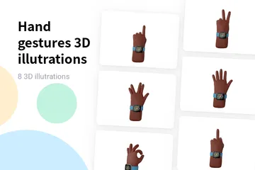 Free Hand Gestures - Dark 3D Illustration Pack