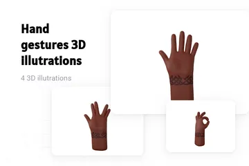 Free Hand Gestures - Dark 3D Illustration Pack