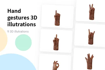 Free 手のジェスチャー - 中程度の暗さ 3D Illustrationパック