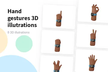 Free Hand Gestures - Medium Dark 3D Illustration Pack