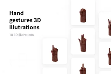 Free Handgesten - Dunkel 3D Illustration Pack