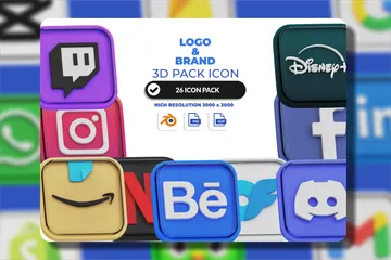 Free Icon Logo And Brand 3D Icon Pack