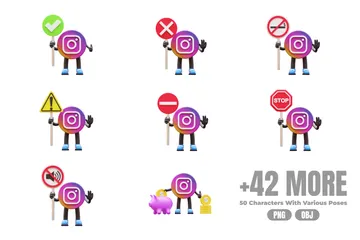 Free Instagram Character 3D Illustration Pack