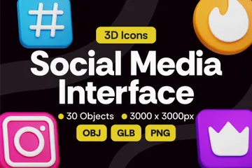 Free Interface de mídia social Pacote de Icon 3D