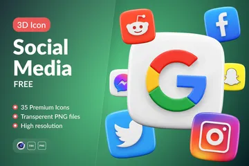 Free Mídias Sociais Gratuitas Pacote de Icon 3D