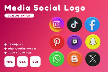 Free Logo des médias sociaux Pack 3D Icon