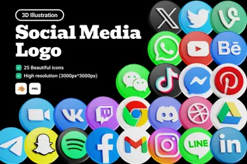 Free Logotipo de mídia social Pacote de Icon 3D