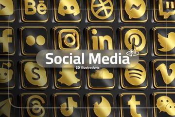 Free L'or des médias sociaux Pack 3D Icon