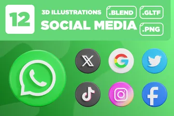 Free Médias sociaux version 03 Pack 3D Icon