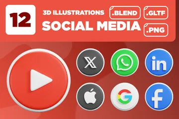 Free Médias sociaux version 04 Pack 3D Icon