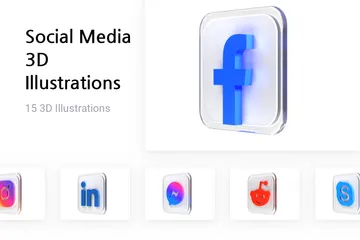 Free Mídia social 3D Logo Pack