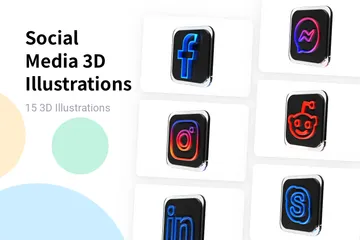 Free Mídia social 3D Logo Pack