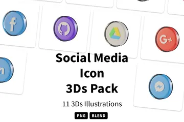 Free Mídia social 3D Icon Pack