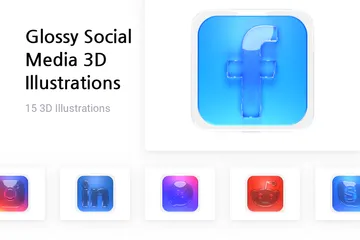 Free Mídia social brilhante 3D Logo Pack