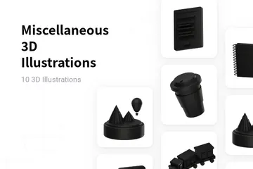 Free Miscellaneous - Black Matte 3D Illustration Pack