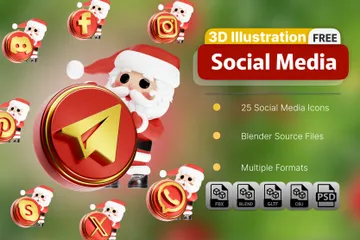 Free Redes sociales navideñas Paquete de Icon 3D