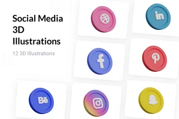 Free Réseaux sociaux Pack 3D Logo