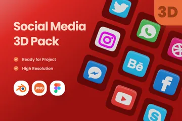 Free Réseaux sociaux Pack 3D Icon