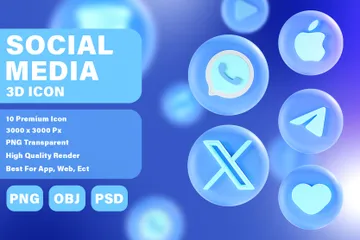 Free Réseaux sociaux Pack 3D Icon