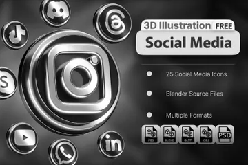 Free Réseaux sociaux Pack 3D Icon