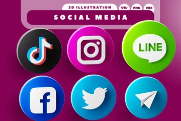 Free Réseaux sociaux Pack 3D Icon