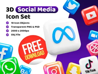 Free Social Media 3D Logo Pack