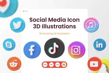 Free Social Media 3D Logo Pack