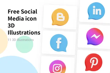 Free Free Social Media Icon 3D Logo Pack