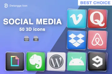 Free 소셜 미디어 로고 3D Icon 팩