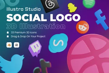 Free Social Media Logo 3D Icon Pack