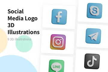 Free Social Media Logo 3D Logo Pack