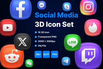 Free Sozialen Medien 3D Icon Pack