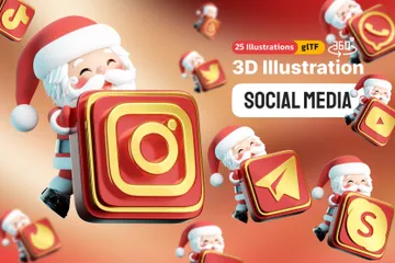 Free Réseaux sociaux sur le thème de Noël Pack 3D Icon